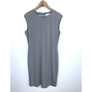 Y2K Calvin Klein Gray Rhinestone Sheath Dress Size 10